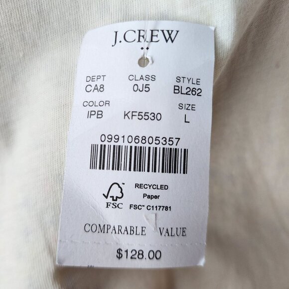NWT J. Crew Factory Sherpa Fleece Ivory Speckle Zipper Jacket Womens Large - Picture 9 of 11